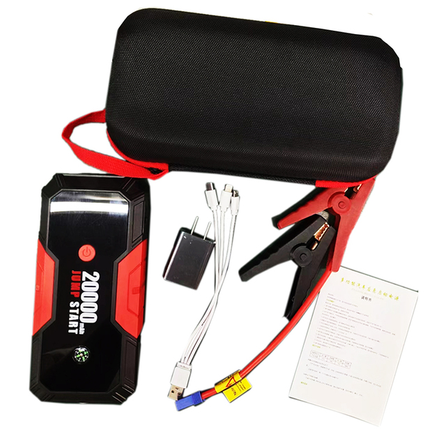 Portable 12V Car Battery Jump Starter High Power 10000mah Emergency Jumper with Air Compressor for Trucks 2000A Peak Current