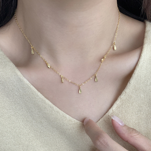Tối Giản Đồ Trang Sức 925 Sliver 18K Vàng Mạ Nước Drop Shipping Tear Dangle Charms Choker Dây Chuyền - Product Image 5