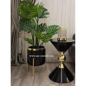 Centres de villégiature et hôtels Jardinière de fleurs moderne décorative noire polie Jardinières de fleurs rondes en métal d'excellente qualité à bas prix - Product Image 1