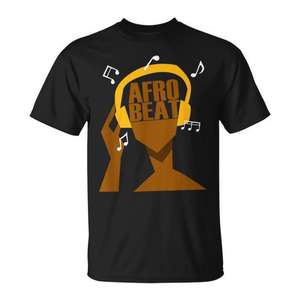 T-shirt Afrobeat avec motif de notes de musique et d'écouteurs pour les amateurs de musique - Product Image 1