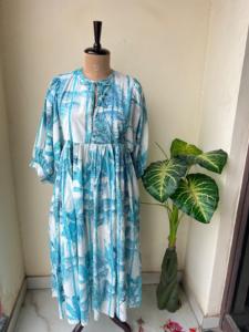 Vestido largo con estampado de bloque indio hecho a mano, vestido MIDI bohemio de algodón con estampado de jungla, cuello profundo, cierre de cuerda, suministro ODM - Product Image 6