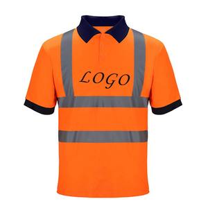 Polo DE TRABAJO DE SEGURIDAD reflectante de alta visibilidad para hombre, amarillo fluorescente, ropa de trabajo protectora de alta visibilidad para verano para guardias - Product Image 3