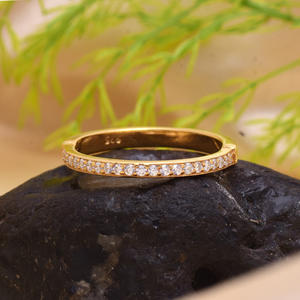 แหวนทองชุบแข็ง18K ทำด้วยมือ925เงินแท้เซอร์คอนเหลี่ยมเพชรพลอยครึ่งนิรันดร์แหวนคลาสสิกสำหรับงานแต่งงาน - Product Image 1