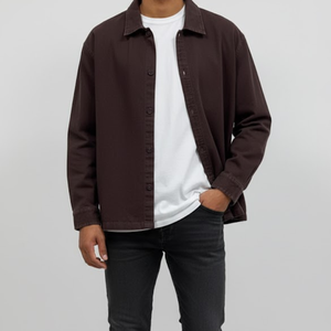 Chaqueta Casual de Invierno para Hombre, 100% Algodón, Tono Marrón, Teñido Liso, Servicio OEM, 270 GSM - Product Image 1