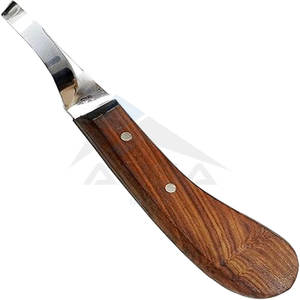 Premium Right Handed Hoof Knife <b>Wooden</b> Handle Double <b>Edged</b> Professional Farrier Horse Cow Goat Hoof <b>Trimming</b> Shoeing Grooming - Product Image 1
