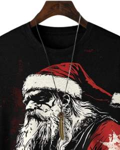 Camiseta Personalizada para Hombre con Estampado Gráfico de Santa Claus, Ropa de Calle Navideña, Algodón, Manga Corta, Casual, Holgada, Moda Festiva - Product Image 4