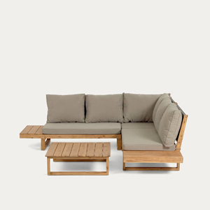 Ensemble de canapés de jardin en teck de conception moderne haut de gamme pour meubles de jardin d'extérieur, ensembles de meubles d'hôtel, jardin en bois - Jisoo - Product Image 3