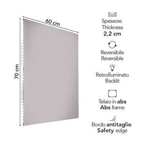 เฟอร์นิเจอร์ห้องน้ำ กระจกเงาดีไซน์อิตาลี ขนาด 70x60 ซม. พร้อมไฟ LED Backlit โดย Koricini - Product Image 2