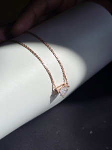 จี้เพชร 14K 18K โรสโกลด์ เพชรเพาะเลี้ยงรูปหัวใจ สร้อยคอจี้สำหรับผู้หญิง ของขวัญวันครบรอบแต่งงาน เครื่องประดับชั้นดี - Product Image 4