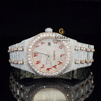 Reloj de Hombre de Acero Inoxidable con Moissanita, Esfera de Cristal Analógica, Movimiento Mecánico ETA, Claridad VVS, Diamantes Tallados, Estilo Lujoso y Elegante