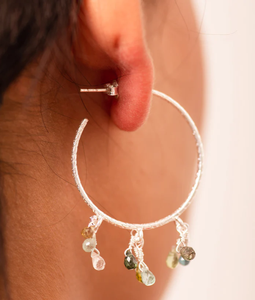 Boucle d'oreille en pierre précieuse tourmaline coupe ronde Boucle d'oreille en argent sterling 925 avec boucle d'oreille à la mode mignonne plaquée argent pour cadeau de mariage. - Product Image 3