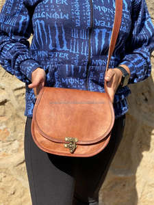 Bolso de hombro de cuero de cabra 7*9 pulgadas elegante hecho a mano uso de playa - Product Image 5