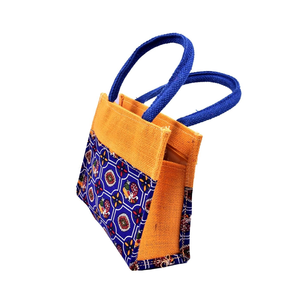 Bolsas de Compra Ecológicas de Yute, Duraderas, Libres de Azo, con Patrón Geométrico, Asa de Cinta de PP Acolchada Tejida Personalizada, Cierre de Hombro - Product Image 2