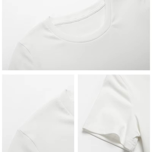 Nueva Camiseta corta de verano personalizada DIY para mujer, camiseta de moda de manga corta con cuello redondo y logotipo personalizado/Material de Jersey blanco con foto - Product Image 3