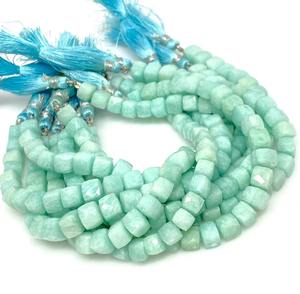 Wholesale Bulk 8\" Peruvian Amazonite Gemstone Beads <b>3D</b> Cube Box 7-8mm Jewelry Supplies - Product Image 6