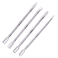 Pousse-cuticules double tête en acier inoxydable durable et réutilisable pour le nettoyage des ongles et le retrait du vernis gel – Outil de manucure professionnel en gros
