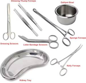 Kit de chirurgie d'instruments de pansement en acier inoxydable-Ciseaux de pansement, forceps, gallipot et plateau de rein Ensemble de 8 pièces - Product Image 5
