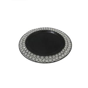 Assiette de service en acier inoxydable pour fruits ou desserts, finition nickelée avec bordures design, par Mosaic Designer. - Product Image 6