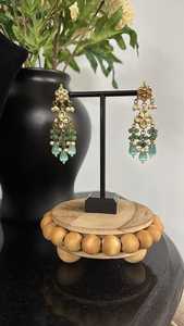 Alta calidad tradicional Sahara Jhumki pendientes Tikka aleación platino plateado circón perla moda flor forma boda fiesta mujeres - Product Image 4