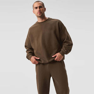 Sudadera clásica de cuello redondo para hombre, jersey de lana mezclado de algodón cálido y acogedor para invierno para clima frío, ropa informal para exteriores - Product Image 1