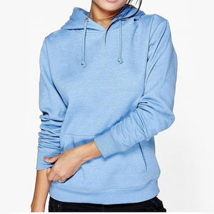 Sudadera con capucha de material suave personalizada a granel para mujer con cremallera, Jersey, sudadera por encima, sudaderas con capucha de algodón transpirable de lana azul - Product Image 1