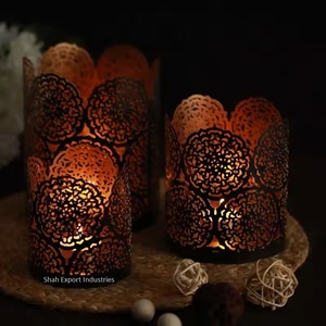 Awesome Design Black Round Votive <b>Candle</b> <b>Holder</b> With Floral Metal Cut Design for Events and Weddings Decorations - Product Image 3