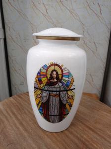 Urna de cremación de Metal blanco Ángel hecha a mano de la mejor calidad, precio al por mayor para cenizas humanas, suministros funerarios - Product Image 3