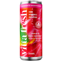 Thé pétillant Vitta au maté et à la fraise 300ml, boisson brésilienne au maté torréfié avec saveur de fraise, fibres et vitamine C