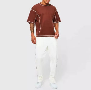 เสื้อยืดโอเวอร์ไซส์ใหญ่และใหญ่ของผู้ชายแบบสั่งทำทรงหลวมไซส์ใหญ่พิมพ์โลโก้ได้อย่างมีสไตล์ใส่สบายสำหรับสวมใส่ในชีวิตประจำวัน - Product Image 3