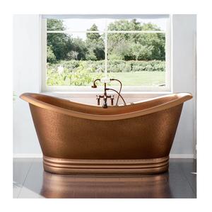 Bañera de esquina de cobre puro hecha a mano con forma rectangular y función de masaje para actualización de baño inspirada en apartamento y Spa - Product Image 5