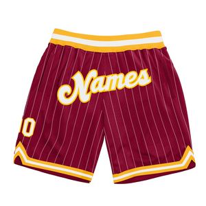 Industrie Direct Engro Sportswear Short de basket-ball authentique marron à fines rayures blanc-doré confortable et personnalisé - Product Image 1