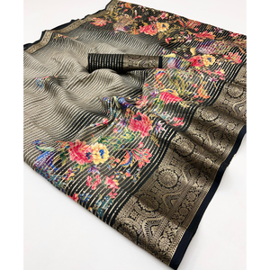 Meilleur prix en ligne pour le sari en soie de dola pure de haute qualité pour les fêtes et les célébrations-vêtements indiens et pakistanais - Product Image 1