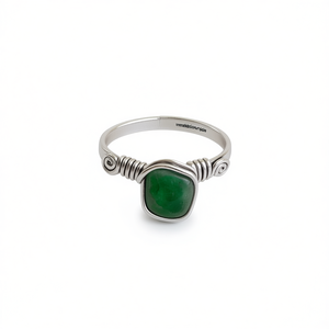 Stylish Silver Plated Fashion <b>Ring</b> with Green Stone for Resale and Everyday Wear - Product Image 2