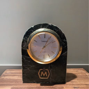 CRAFT EXIM Luxury Natural Marble Quartz Art Deco Battery Operated Needle Display <b>Desk</b> <b>Clock</b> Premium Handcrafted Customised Shape - Product Image 1