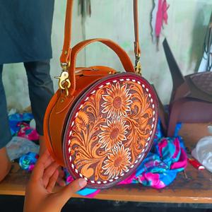 Premium Quality Cowgirl Western Canteen <b>Bag</b> Floral Tooling Fringe Tassel High Luxury Vintage Zipper Closure Ins Travel Inspired - Product Image 4