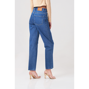 กางเกงยีนส์ขาดเอวสูง culotte สีน้ำเงิน - Product Image 2