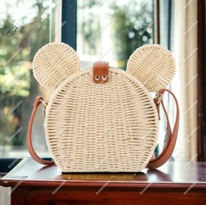 Mini panier en rotin Beige tissé avec oreille de souris pour enfants artisanat Unique mode rotin sac à bandoulière enfant panier sac - Product Image 5
