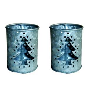 Tarro de vela galvanizado de alta calidad, tarro de vela galvanizado de corte de árbol de Navidad de Metal elegante para uso de decoración del hogar - Product Image 1