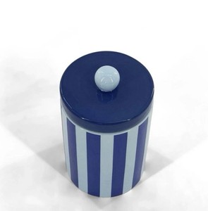 Luxury Striped Ceramic <b>Storage</b> Jar With Lid Airtight Food Safe <b>Container</b> Durable <b>Kitchen</b> Organizer Modern Countertop <b>Storage</b> - Product Image 2