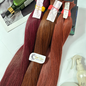 บริษัทซันแฮร์ ผลิตภัณฑ์ผมแท้เวียดนาม เกรดพรีเมียม แบบดับเบิ้ลดรอน สีแดงเบอร์กันดีน้ำตาล  จัดเรียงเกล็ดผม ต่อผมแบบฟิวชั่น - Product Image 3