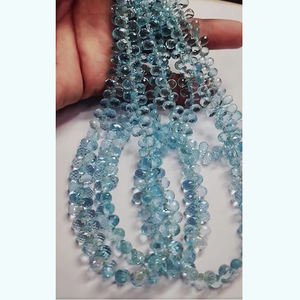 4 hebras de cuentas briolette de faceta de Topacio azul cielo Natural 685 CTS lote Iroc ventas cuentas de lágrima de piedras preciosas de 16 pulgadas de longitud - Product Image 3