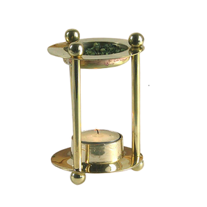 Brûleur d'encens de bougie de couleur or en laiton de forme ronde de conception attrayante avec 3 jambes au prix le plus bas - Product Image 1