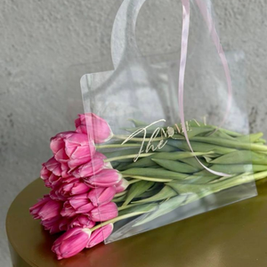 Clear Rigid PVC Flower Tote <b>Bag</b> Transparent Plastic Gift <b>Packaging</b> <b>Bag</b> with Integrated Die-Cut Handle for Florists and Boutiques - Product Image 5