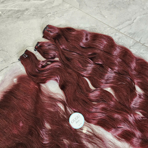 Bourgogne noir femmes longue vierge vietnamien perruque de cheveux humains vague naturelle brillant Texture lisse sans colle dentelle Transparent Double - Product Image 2