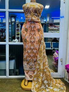 Encaje Jacquard Nigeriano de Lujo de Alta Calidad, 5 Yardas, Tela Brocada Africana de Organza, Tul Francés, Talla Grande, Bordado Ecológico - Product Image 3