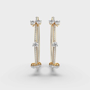 Pendientes de Aro de Oro Rosa/Amarillo/Blanco de 9K de Lujo con Diamantes de Corte Brillante de 2.47ct |   Joyería Fina para Fiesta de Bodas, Chapada en Rodio para Mujer - Product Image 6