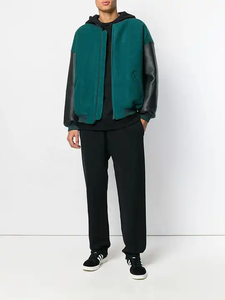 เสื้อแจ็กเก็ตทีมเบสบอลแขนยาวสำหรับผู้ชายแขนหนังมีกระดุมถักเป็นมิตรกับสิ่งแวดล้อม - Product Image 5