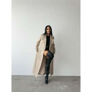 Gabardina de Cuero para Mujer en Color Piedra - Product Image 5