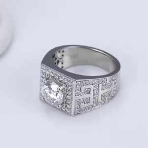 Custom Design Luxury Full Diamond <b>Men</b> Engagement <b>Ring</b> <b>18K</b> White <b>Gold</b> Moissanite <b>Ring</b> - Product Image 3