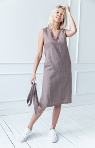 Nueva llegada Pure 100% Lilan para mujer Tie up Slim Fit vestido de dama de honor para mujer - Product Image 4